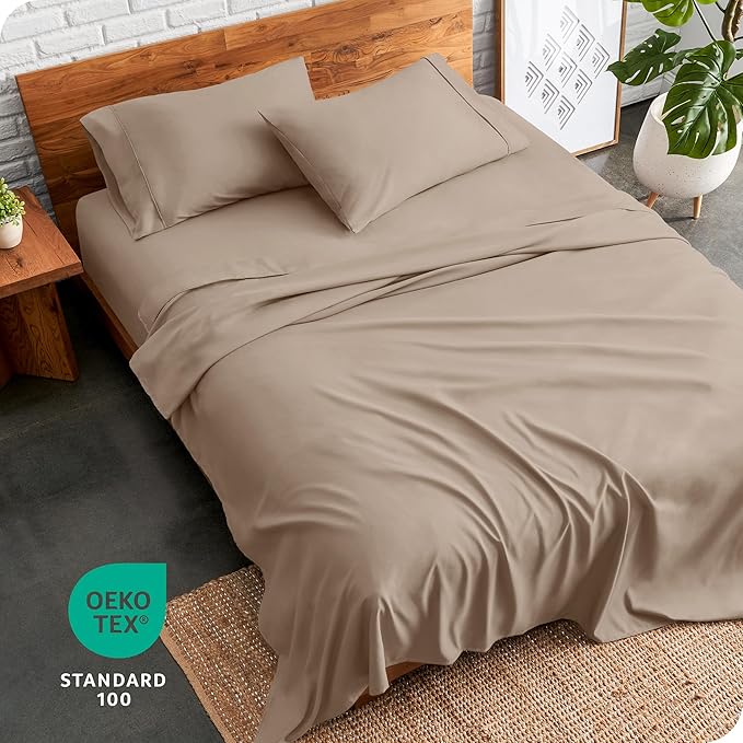 Bare Home Full XL Sheet Set - Luxury 1800 Ultra-Soft Microfiber Full Extra Long Bed Sheets - Double Brushed - Deep Pockets - Easy Fit - 4 Piece Set - Bedding Sheets & Pillowcases (Full XL, Pebble)