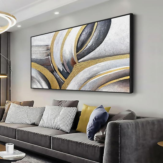 Abstract Wall Art Black White and Gold Painting Abstract Canvas Wall Decor Framed Artwork Modern Home Wall Decor for Living Room Bedroom Office 20"x40"