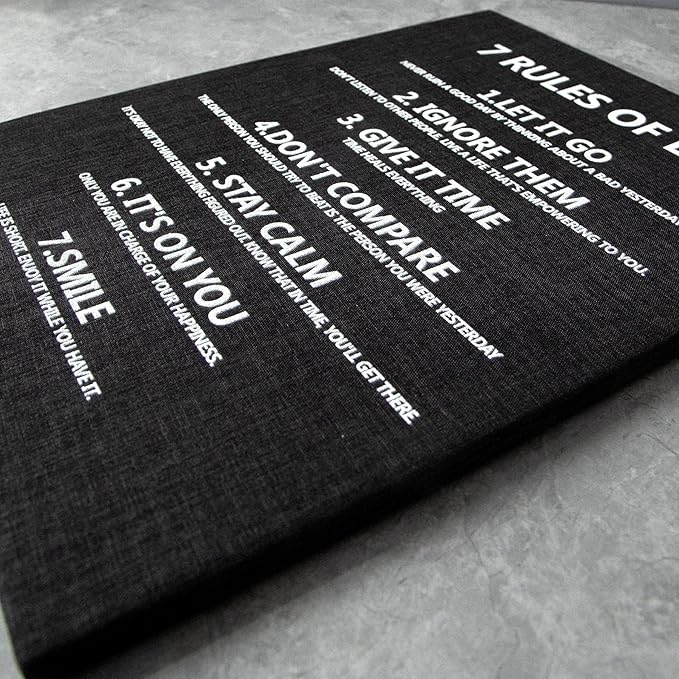 7 Rules of Life Wall Art Motivational Inspirational Poster Printed on Canvas Wall Decor for Living Room or Office Canvas Prints For Bedroom or Home Art Decoration Positive Wall Art for Office Ready to