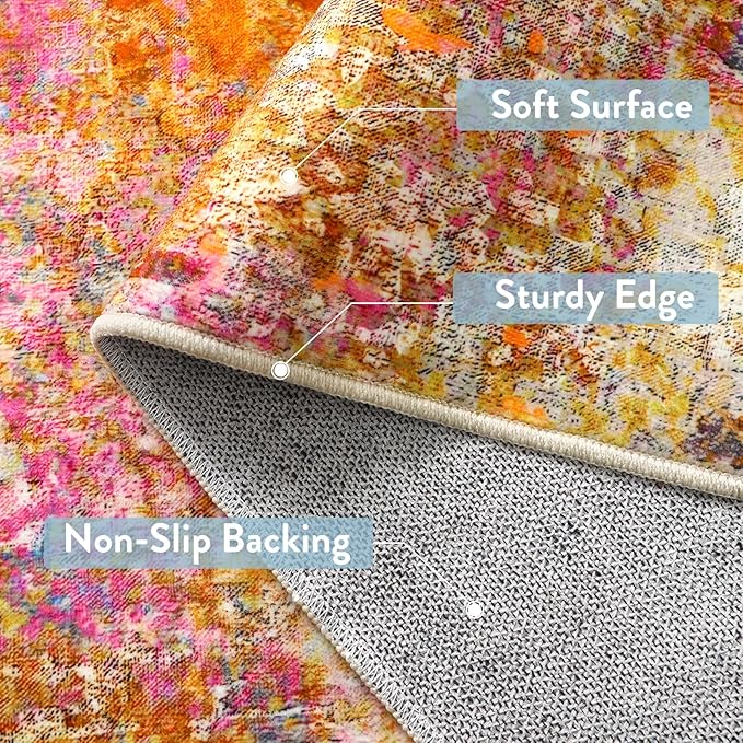 Lahome Modern Abstract Area Rug - 2x3 Small Kitchen Rug Washable Rugs for Entryway Colorful Bathroom Rug Non Slip, Rainbow Contemporary Front Indoor Doormat Floor Throw Carpet for Bedroom