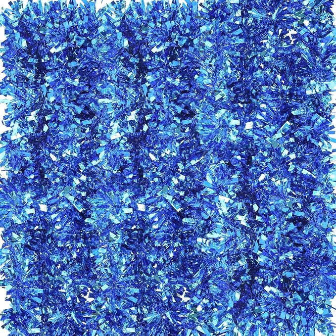 Dingion 59 Feet Christmas Tinsel Garland Metallic Twist Ornaments Hanging Glitter Xmas Garland for Christmas Tree Indoor Outdoor Decoration Party Supplies(Light Blue, Dark Blue)