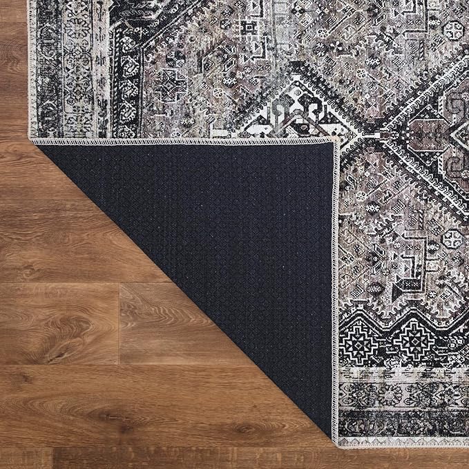 Keen Home Design 5x7 Rug - Machine Washable Area Rug with Non-Slip Backing, Ideal for Living Room, Dining Room, Bedroom - Vintage, Easy Clean, Durable, Low Pile Rug - (5' x 7')