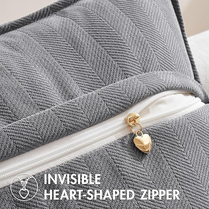 MIULEE Pack of 2 Grey Decorative Pillow Covers 18x18 Inch Soft Chenille Luxurious Couch Throw Pillows Farmhouse Cushion Covers with Elegant Design for Sofa Bedroom Living Room Home Decor