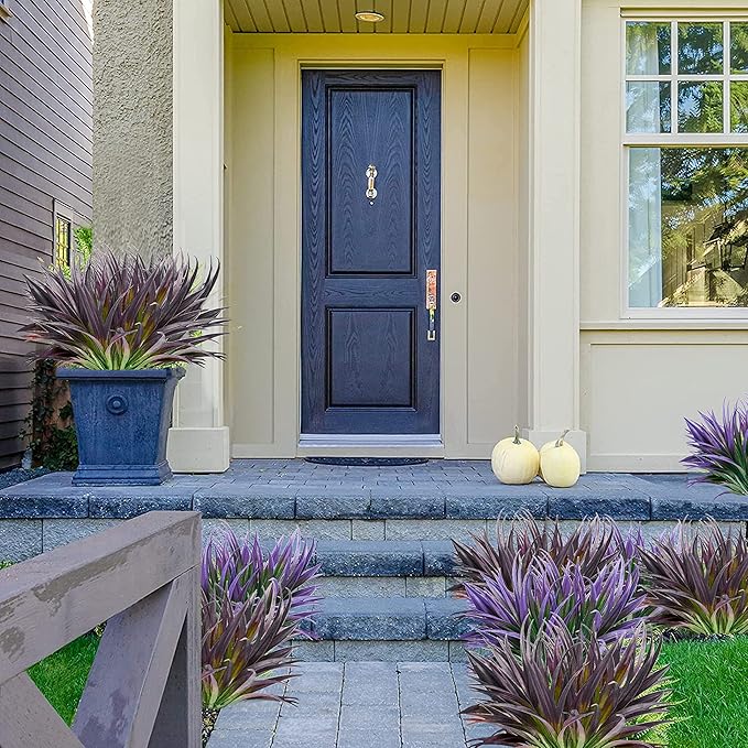 8 Pcs Outdoor Fake Plants UV Resistant Artificial Tall Grass Plants Faux Tropical Flowers Bushes Décor Fall Winter Summer Planters Patio Front Door Porch Plastic Greenery & Shrubs Decoration