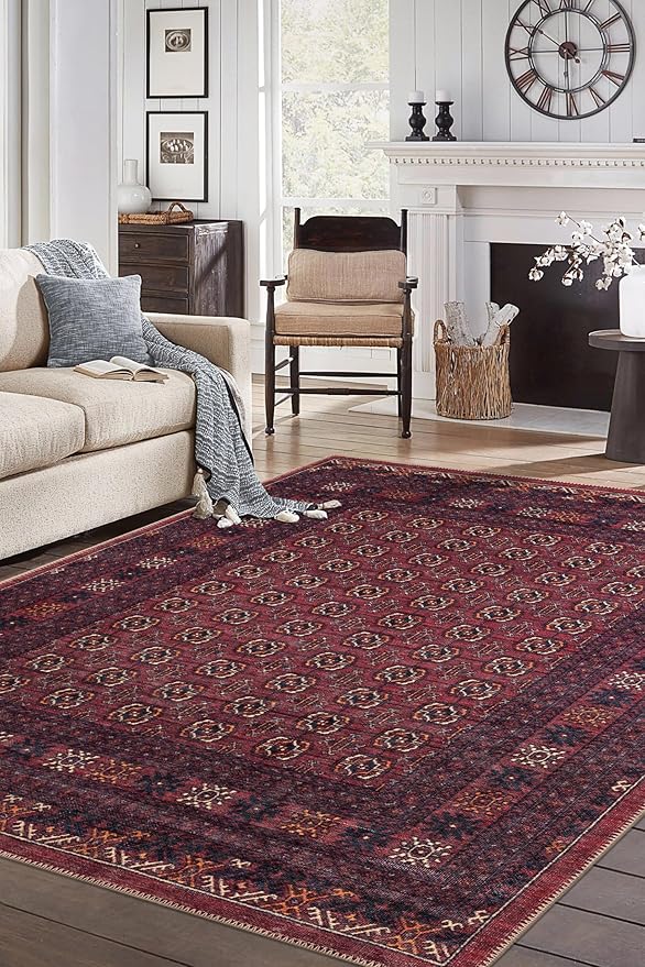 Keen Home Design 10x14 Rug - Machine Washable Area Rug with Non-Slip Backing, Ideal for Living Room, Dining Room, Bedroom - Vintage, Easy Clean, Durable, Low Pile Rug - (9'7" x 14')