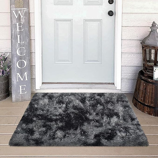 Small Tie-Dyed Area Rug for Bedroom 2x3 Mini Black Grey Fluffy Rug Mat Bedside Throw Rug for Kids Room Boys Teens Nursery Baby Dorm Living Room Home Decor Aesthetic Carpets