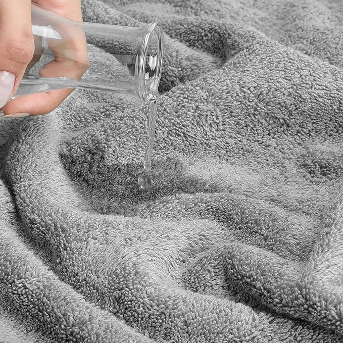 Cotton Paradise 6 Piece Towel Set 100% Cotton Soft Absorbent Turkish Towels for Bathroom 2 Bath Towels 2 Hand Towels 2 Washcloths Light Gray Towel Set