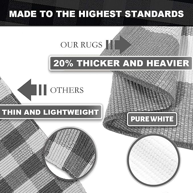 KOZYFLY Buffalo Plaid Rug 2x6 Ft Grey and White Runners for Hallways Washable Checkered Rug Cotton Kitchen Runner Carpet Runner Rugs for Entryway Bedroom Living Room