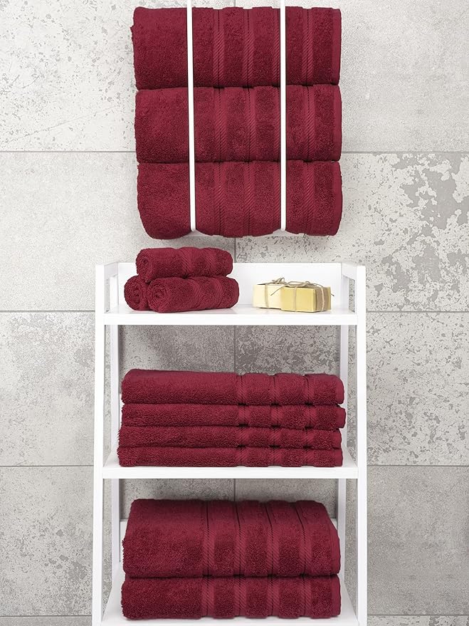 American Soft Linen Luxury 4 Piece Bath Towel Set, 600 GSM 100% Cotton Turkish Bath Towels for Bathroom 27x54 in Extra Large Bathroom Shower Towels, Bordeaux Red