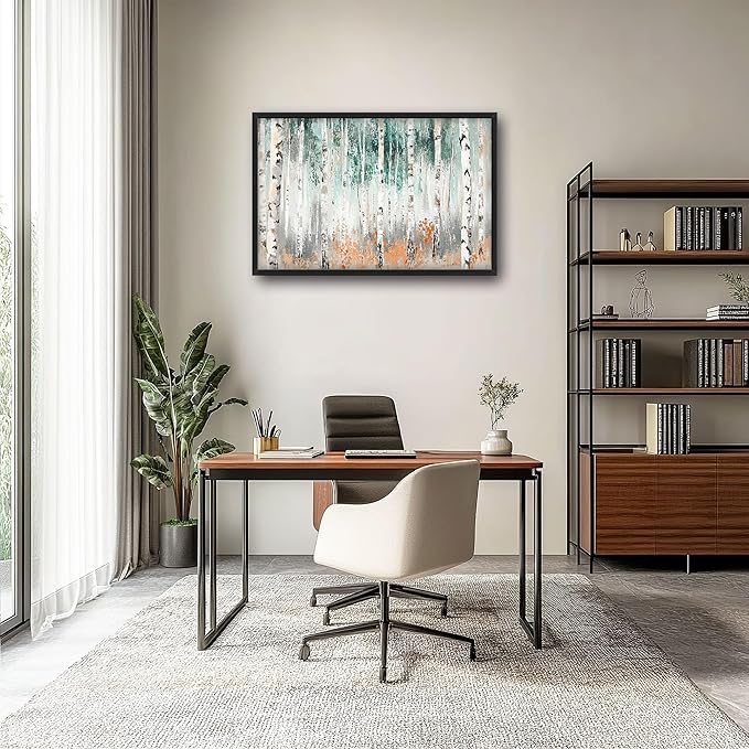 Birch Tree Large Wall Art for Living Room Framed, Birch Forest Wall Decor Pictures, Nature Scenery Trees Landscape Canvas Print Painting, Aesthetic Artwork Bedroom Office Home Decor 36"x24"