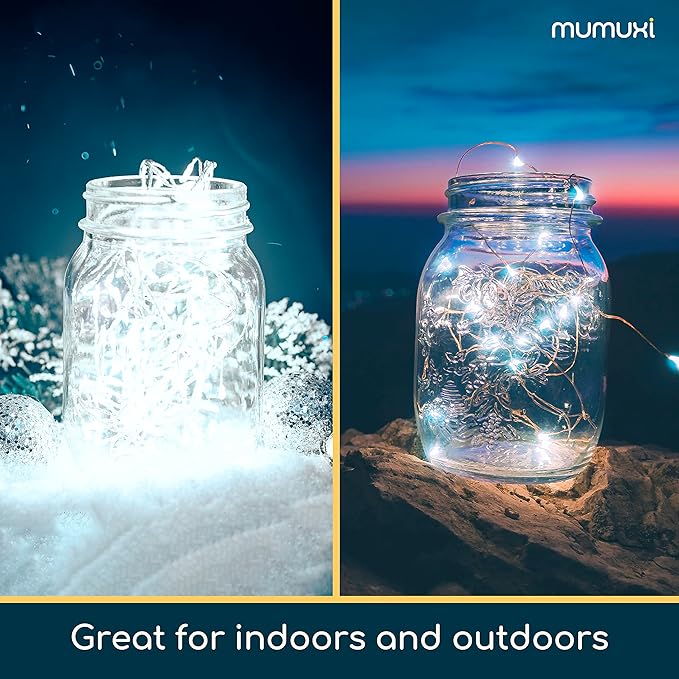 MUMUXI 24 Pack 7.2ft LED Fairy Lights Battery Operated, 20 Mini Battery Powered String Lights for Centerpiece Table Decorations, Wedding Party Bedroom Mason Jar Christmas, Cool White