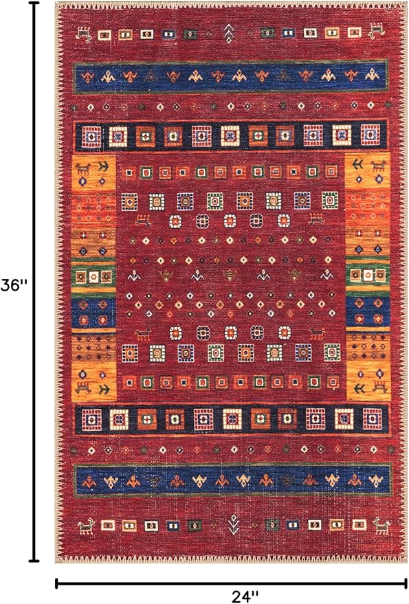 Keen Home Design 2x3 Rug - Machine Washable Entry Rug with Non-Slip Backing, Ideal for Enteryway, Kitchen, Bathroom, Laundry Room - Vintage, Easy Clean, Durable, Low Pile Rug - (2' x 3')
