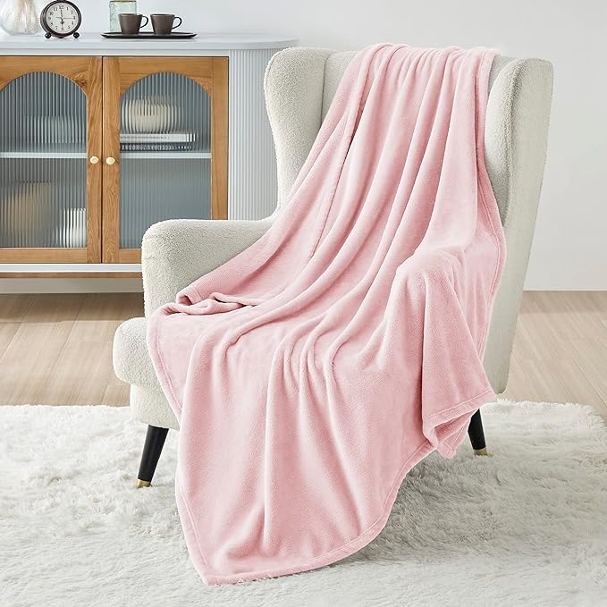 Bedsure GentleSoft Fleece Blanket Twin Size Pink - 300GSM Lightweight Plush Fuzzy Cozy Soft Blanket for Bed, Sofa, Couch, Travel, Camping, 60x80 inches