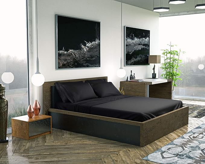 DREAMCARE California King Sheet Sets – 6 pcs Cooling Bed Sheets – up to 21” Deep Cal King Sheets – 2500 Supreme Collection – Extra Soft 100% Brushed Microfiber Hotel Luxury with Side Pocket – Black