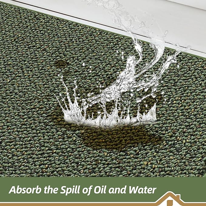 BEQHAUSE Kitchen Runner Rugs 24"x71", Non-Slip Kitchen Mats for Floor, Super Absorbent and Stain Resistant Kitchen Rug, Machine Washable Rugs for Kitchen, Hallway, Laundry & Sink, Green