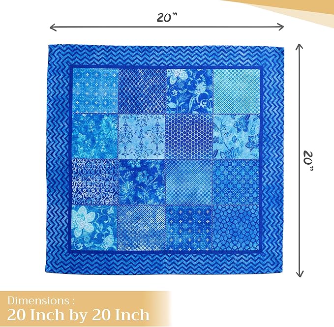 Maison d' Hermine Cloth Napkins Set of 4 100% Cotton Everyday Reusable Square Napkins Cloth Washable, Dinner, Party, Wedding, Restaurant, Spring/Summer (Indigo Love, 20" x 20")