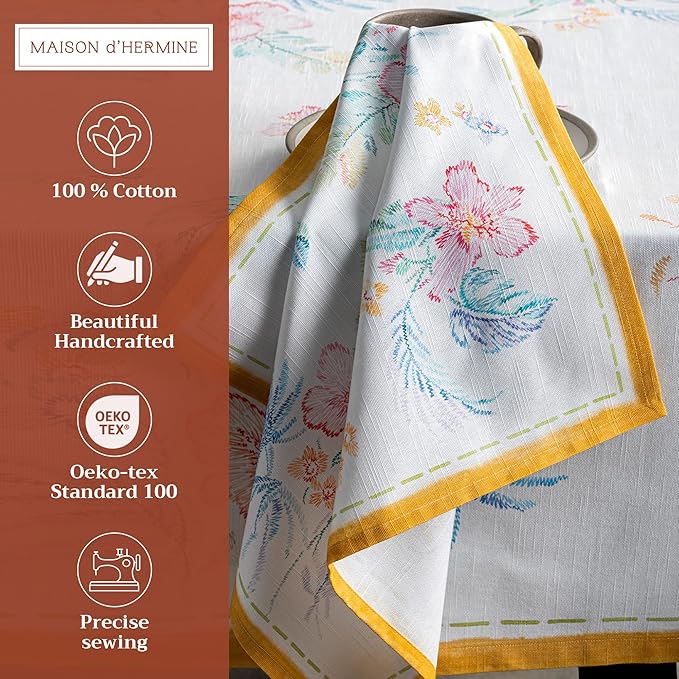 Maison d' Hermine Cloth Napkins Set of 4 100% Cotton Everyday Reusable Square Napkins Cloth Washable, Dinner, Party, Wedding, Restaurant, Spring/Summer (Paradise Island, 20" x 20")