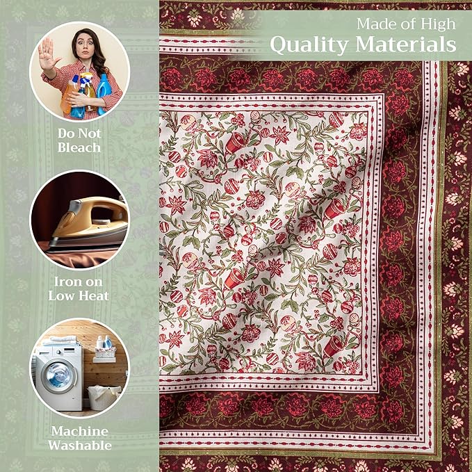 Maison d' Hermine Cloth Napkins Set of 4 100% Cotton Everyday Reusable Square Napkins Cloth Washable, Dinner, Party, Wedding, Restaurant (Reveillon Au Jardin, 20" x 20")