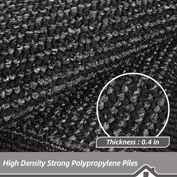 BEQHAUSE Kitchen Rugs and Mats Set of 2 Non-Slip Kitchen Mats for Floor, Absorbent and Stain Resistant Kitchen Runner, Machine Washable Rugs for Kitchen, Laundry & Sink, 24"x36"+24"x60", Black