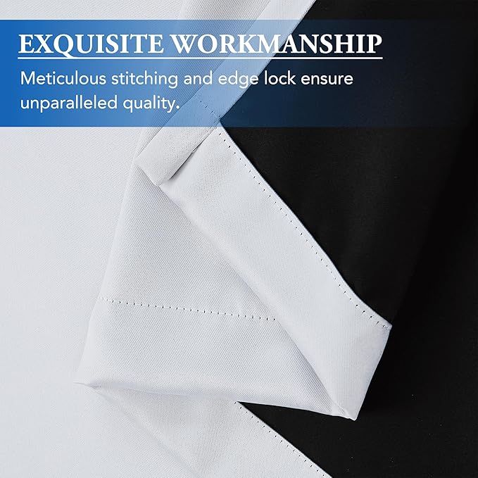 Beauoop 100% Blackout Curtains 96 Inches Long for Patio Sliding Door White Solid Extra Wide Room Darkening Thermal Insulated Room Divider Soundproof Grommet Window Treatment Drapes,100x96 Set of 1