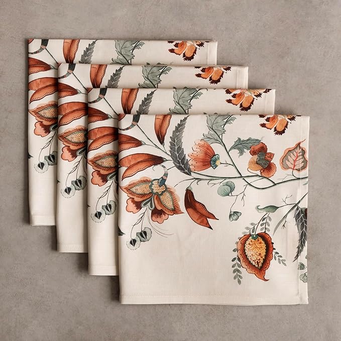 Maison d' Hermine Cloth Napkins Set of 4 100% Cotton Everyday Reusable Square Napkins Cloth Washable, Dinner, Party, Wedding, Restaurant (Dalida, 20" x 20")