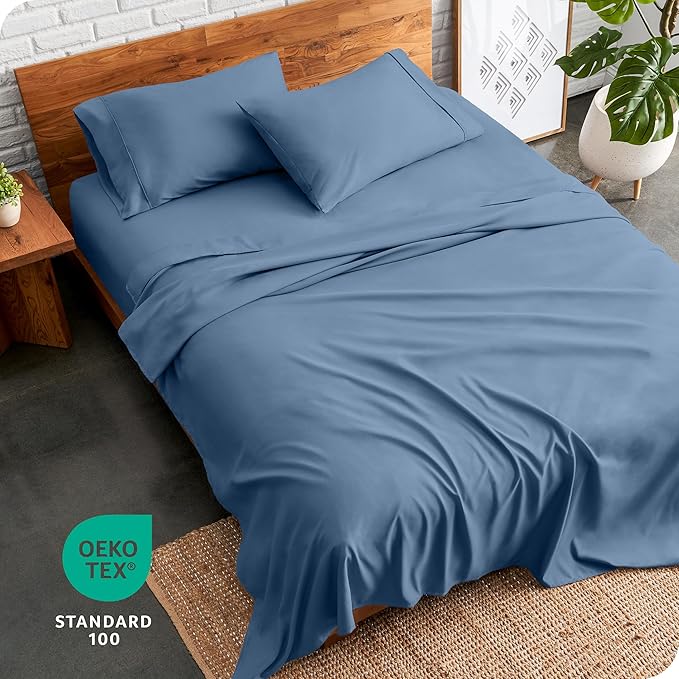 Bare Home Full XL Sheet Set - Luxury 1800 Ultra-Soft Microfiber Full Extra Long Sheets - Double Brushed - Deep Pockets - Easy Fit - 4 Piece Set - Bedding Sheets & Pillowcases (Full XL, Coronet Blue)