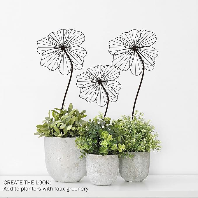 Wall Decor - Metal Layered Wire Flower Sculpture - Contemporary Hanging Accent for Living Room, Bedroom, Entryway, or Kitchen by Lavish Home (Brown)