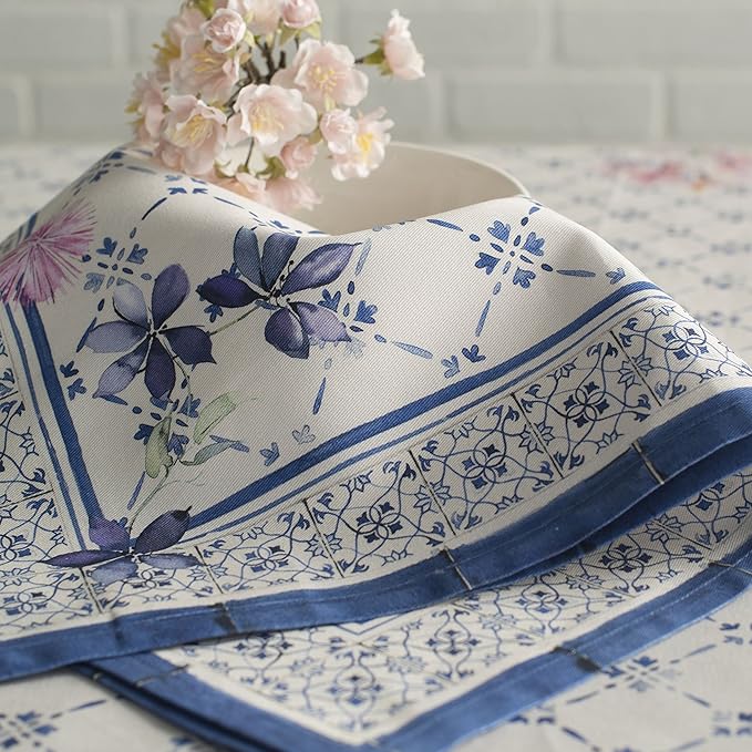 Maison d' Hermine Cloth Napkins Set of 4 100% Cotton Everyday Reusable Square Napkins Cloth Washable, Dinner, Party, Wedding, Restaurant, Spring/Summer (Faience, 20" x 20")