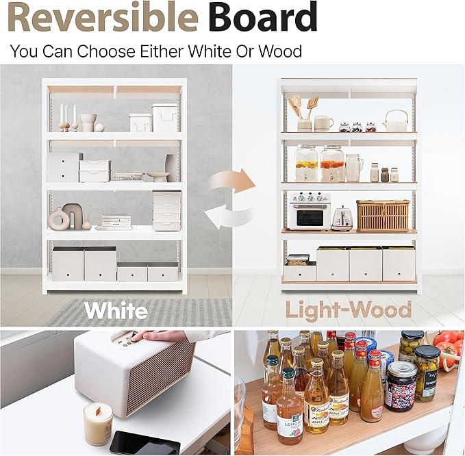 HOMEDANT House Lift-Beam White Boltless Heavy Duty Garage Storage Shelving Adjustable 5-Tier Metal Shelves Laminated Shelf Industrial Utility Rack Pantry 48.1" W x 24.4" D x 71.3" H 3Pack