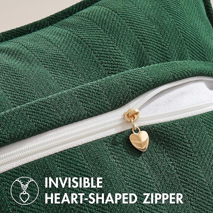 MIULEE Pack of 2 Green Decorative Pillow Covers 18x18 Inch Soft Chenille Luxurious Couch Throw Pillows Farmhouse Cushion Covers with Elegant Design for Sofa Bedroom Living Room Home Decor