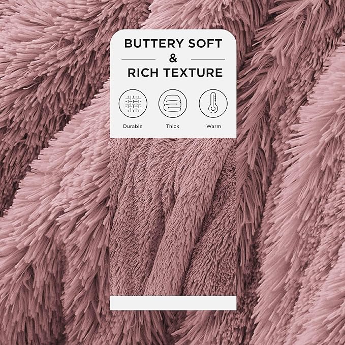 Bedsure GentleSoft Fuzzy Sherpa Faux Fur Twin Blanket Dusty Pink Cozy Gifts for Women Men, Soft Fleece Plush Warm Minky Thick Blanket Twin Size for Bed, Room Dorm Essentials Pink Decor Gifts, 60x80