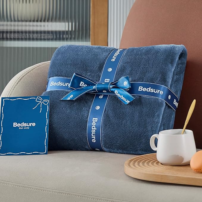 Bedsure GentleSoft Fleece Blankets Queen Size Mineral Blue - Bed Blanket Soft Lightweight Plush Fuzzy Cozy Luxury Microfiber, 90x90 inches