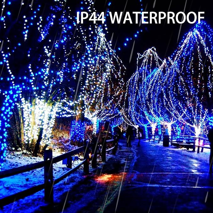 Dazzle Bright Fairy Lights Battery Operated, 4 Pack Total 80FT 240LED Silver Wire Waterproof Battery Operated String Lights, Christmas Decorations for Indoor Outdoor Bedroom Yard Decor, Blue