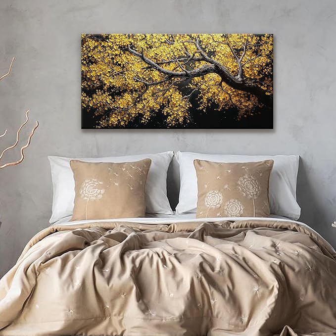 Canvas Wall Art Decor Painting Gold Tree Plants Abstract Wall Decor Botanical Modern Wall Art Print Paintings Decorations Artwork Pictures For Bedroom Living Room Home Office Artwork 20"×40"
