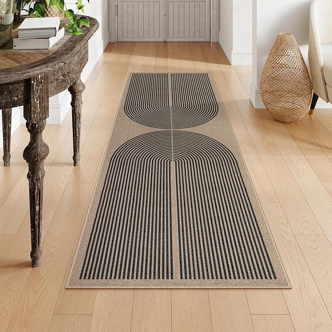 Lahome Modern Rainbow Easy Jute Outdoor Runner Rug, 2x6 Runners for Hallways Washable Laundry Room Rug, Farmhouse Non Slip Indoor Outdoor Carpet for Kitchen Floor Entryway