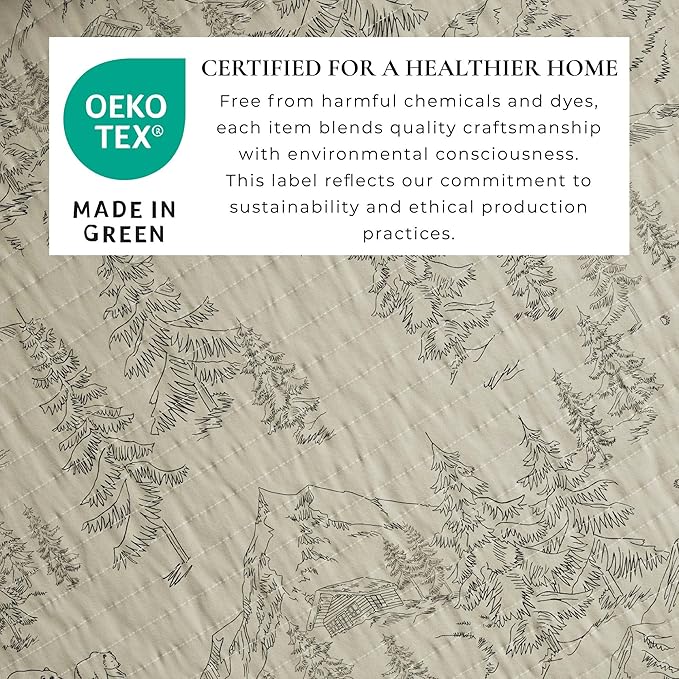 Great Bay Home King Reversible Rustic Lodge Bear Bedspread Quilt with Shams - All Season Cabin Coverlet Bedding Set (Includes 1 Quilt, 2 Pillow Shams)