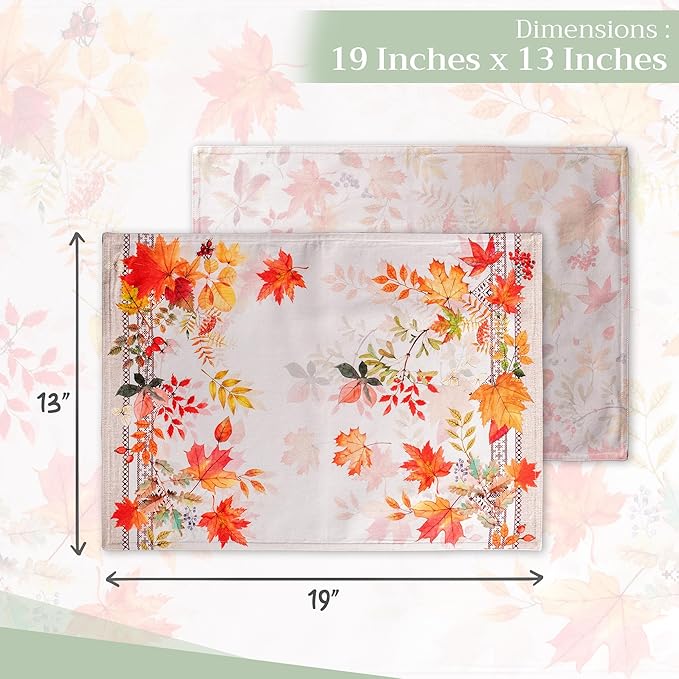 Maison d' Hermine Placemats Set of 4 100% Cotton Washable Cloth Place Mats, Reusable Table Mats for Kitchen Dining Decoration, Party, Wedding, Restaurant (Amarante, 13" x 19")