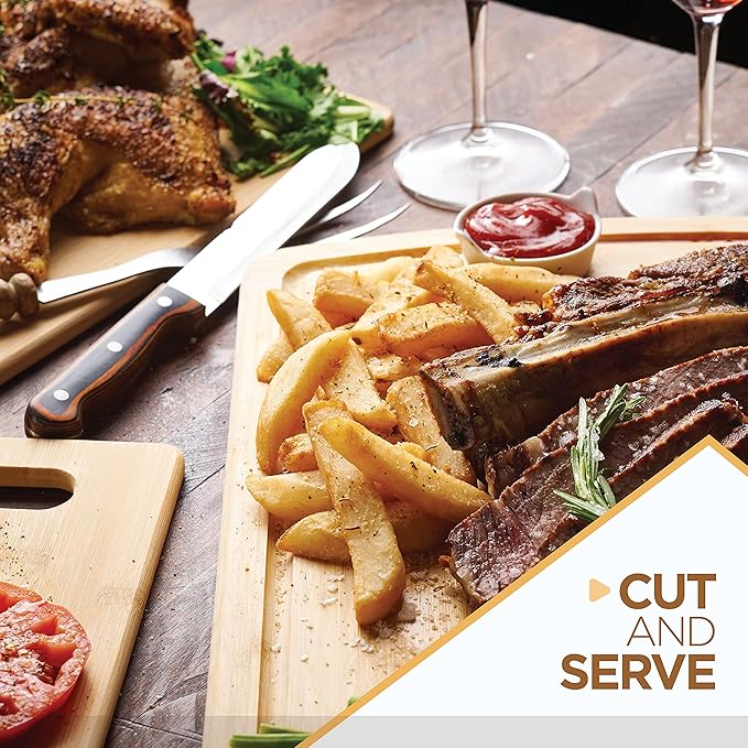 Bamboo Cutting Board Set of 4 - Wooden Cutting Boards for Kitchen with Juice Groove - Large Butcher Block, Cheese Board & Charcuterie Board for Meat, Vegetables, and Cheese - Great Kitchen Gift