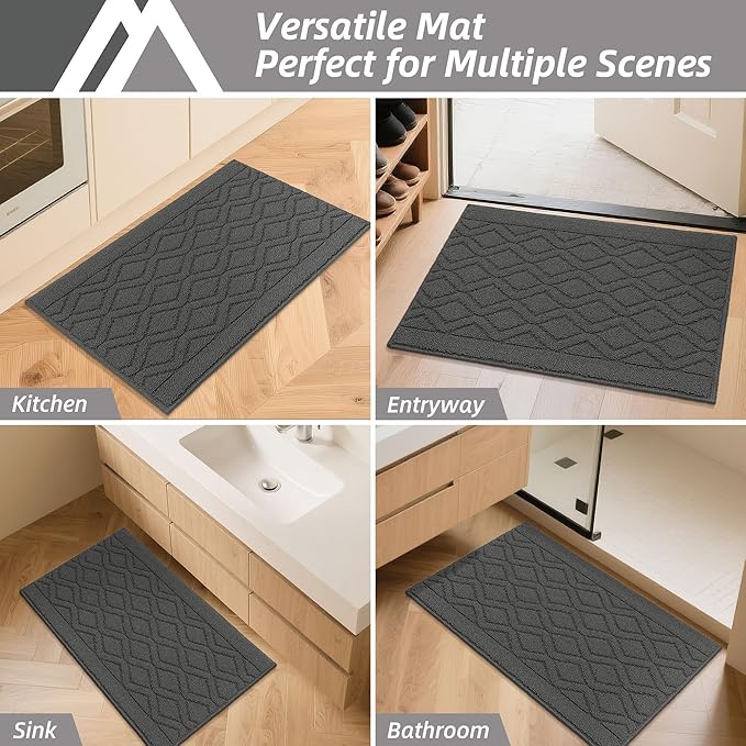 COSY HOMEER-Kitchen-Rugs-and-Mats 20"x30" Non Slip Kitchen Mats for Floor Absorbent Kitchen Rug Washable Kitchen Standing Floor Mat for Sink Mat,Throw Rug,Entry,Laundry,Grey