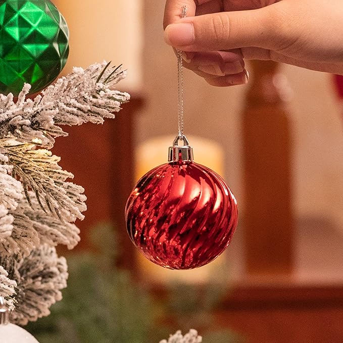 Valery Madelyn Christmas Ornaments Tree Decorations Set for Fall Halloween, 24ct Red Green White Shatterproof Ball Ornaments, 2.36" Hanging Ornament Bulk for Xmas Holiday Party Decor