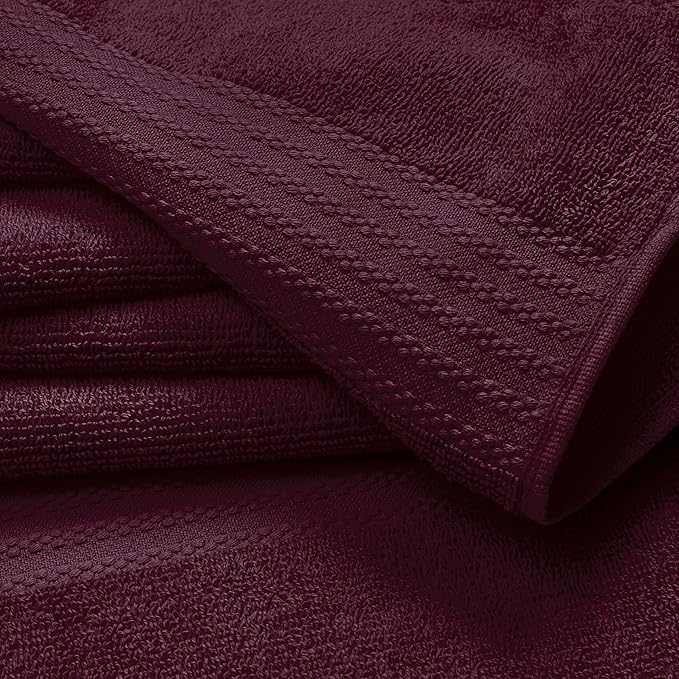 GLAMBURG Premium Cotton 4 Pack Bath Towel Set - 100% Pure Cotton - 4 Bath Towels 27x54 - Ideal for Everyday use - Ultra Soft & Highly Absorbent - Burgundy