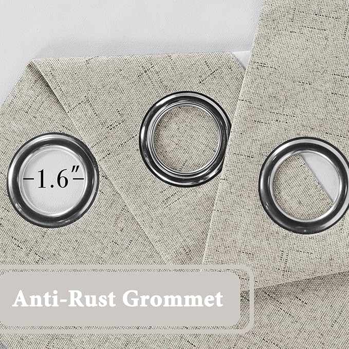 H.VERSAILTEX 100% Blackout Curtain for Bedroom 63 Inches Long Grommet Linen Face Full Light Blocking Curtain Drape for Living Room Thermal Insulated Linen Look Curtain 1 Panel, 52" W x 63" L, Stone