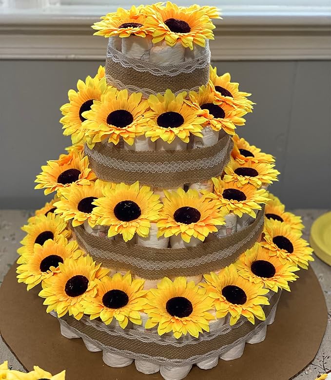 UKELER 50pcs 3.9" Artificial Sunflower Heads, Fake Sunflowers, Silk Sunflowers Decorations for Indoor Outdoor, Wedding Decoration, DIY Garden Decor, Party Decoration