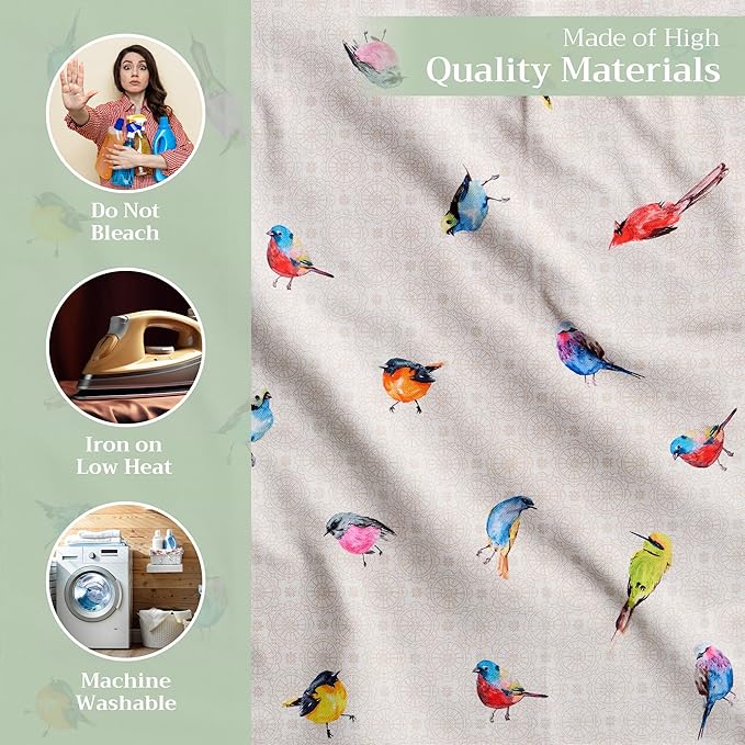 Maison d' Hermine Cloth Napkins Set of 4 100% Cotton Everyday Reusable Square Napkins Cloth Washable, Dinner, Party, Wedding, Restaurant, Spring/Summer (Birdies On Wire, 20" x 20")