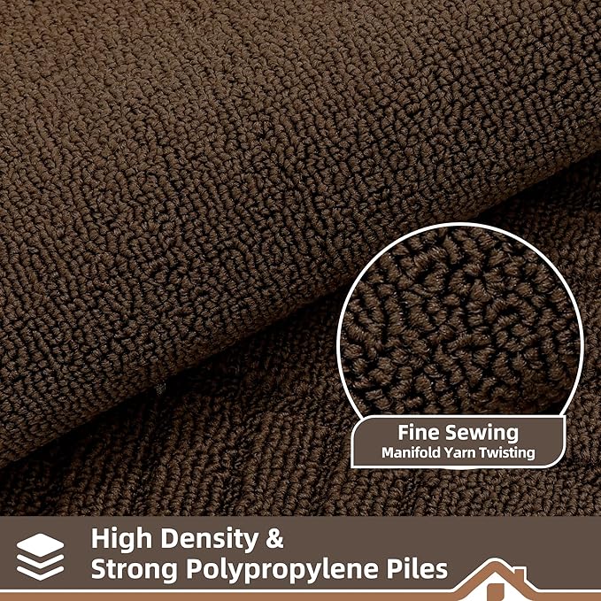 BEQHAUSE Kitchen-Rugs-Washable-Kitchen-Mats-for-Floor Non-Slip Kitchen Mats Set of 2 Absorbent Kitchen Runner Brown with TPR Backing 20x30inch/20x48inch