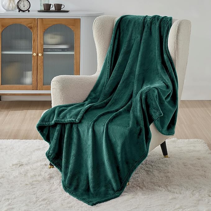 Bedsure GentleSoft Fleece Blanket Twin Size Emerald Green - 300GSM Lightweight Plush Fuzzy Cozy Soft Warm Blanket for Bed, Sofa, Couch, Travel, Camping, 60x80 inches