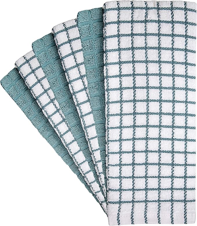 Bumble Kitchen Towels | 100% Cotton Dish Towels with Hanging Loop | 16"x 28" | 380GSM | Absorbent Kitchen Towel Set | 6 Pack, Aqua