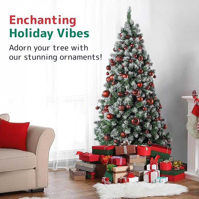 Prextex 36pc Shatterproof Red Christmas Balls Ornament Set - Festive Christmas Tree Ornaments in 3 Different Sizes and 6 Styles - Holiday Decoration with Hanging Loops for Tree, Wreath, Party Decor