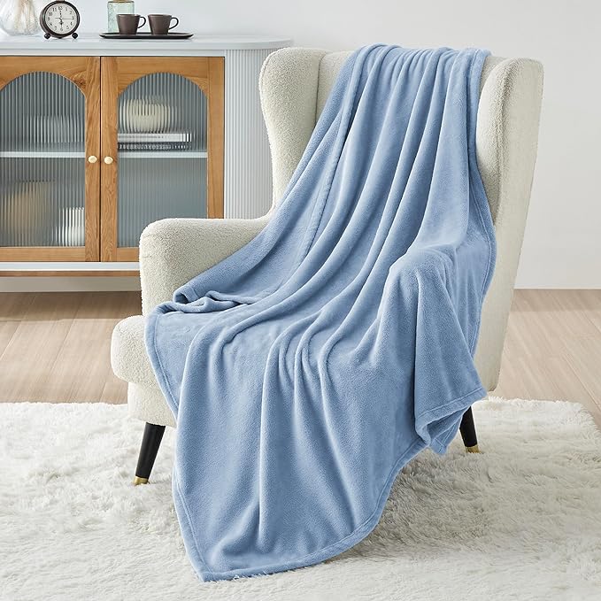 Bedsure GentleSoft Fleece Throw Blanket for Couch Light Blue - Lightweight Plush Fuzzy Cozy Soft Blankets and Throws for Sofa, 50x60 inches