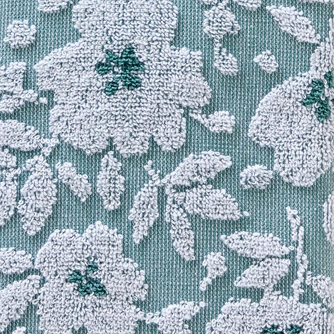 SKL Home Floral Jacquard Hand Towel Set, Moss Green, 2 Count